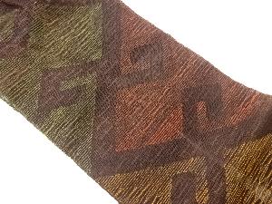 紗紬すくい織抽象菱模様織出し名古屋帯